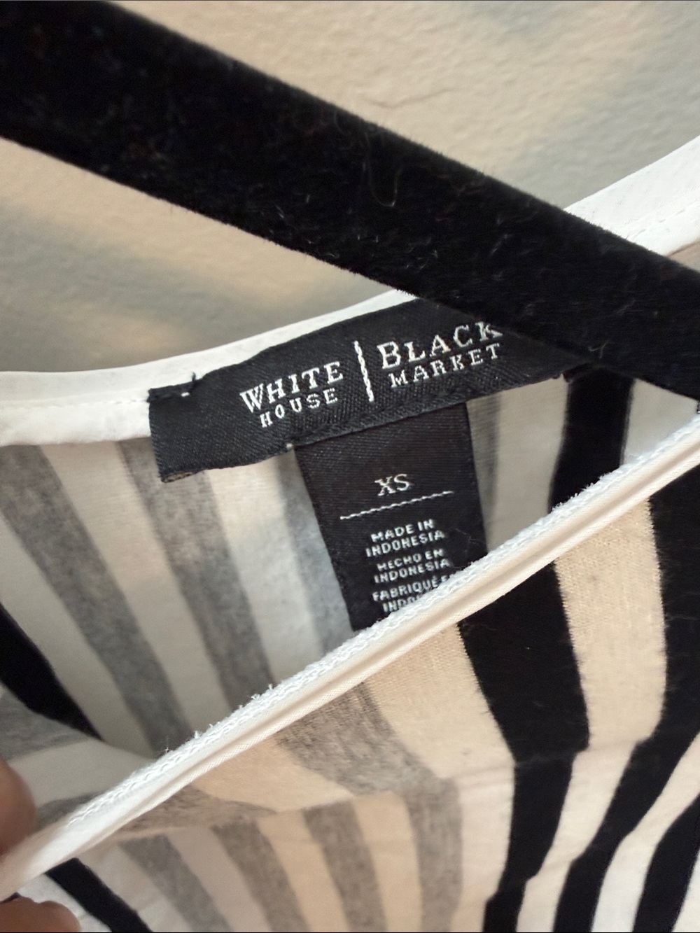 White House Black Market-  Black & White Striped V-Neck Top